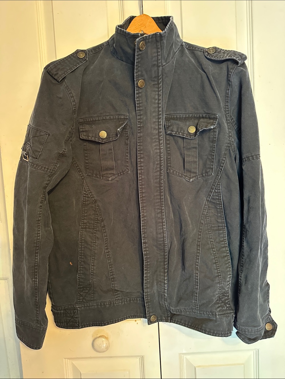 Men's Military-Style Field Jacket in Black